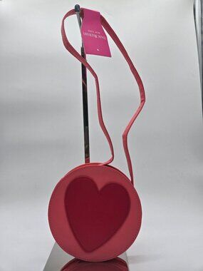Isaac Mizrahi New York Pink Round Crossbody Bag With Heart Design